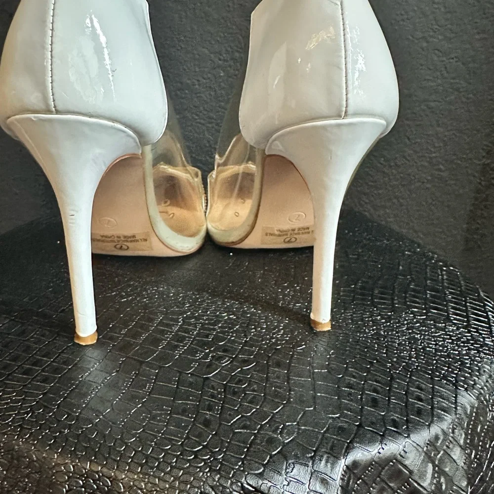 Elegant White and Silver Women's Heels - Picture 3 of 3